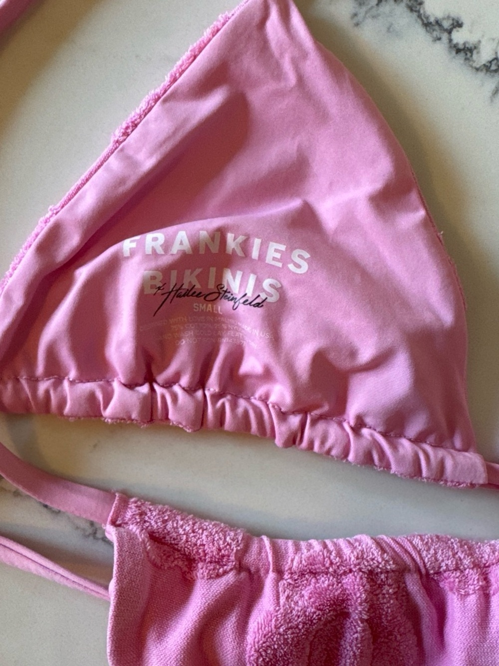 Frankie’s bikinis Pink terry bikini set - Picture 3 of 4